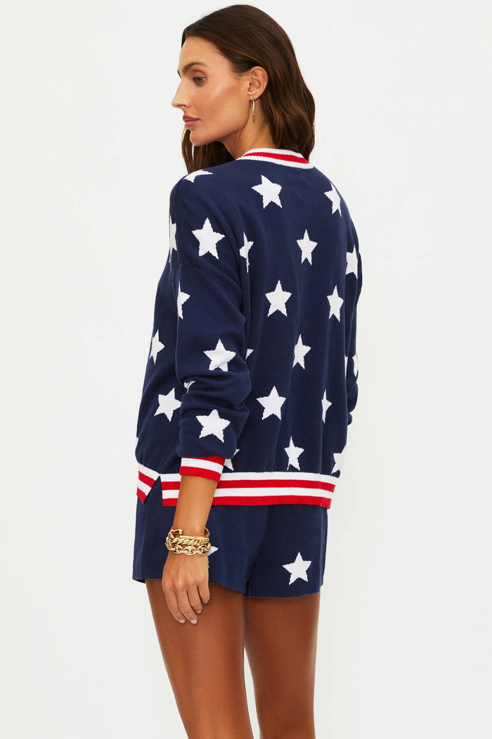 Americana navy sweater with white stars.