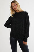 Black sweater with silver shimmer.