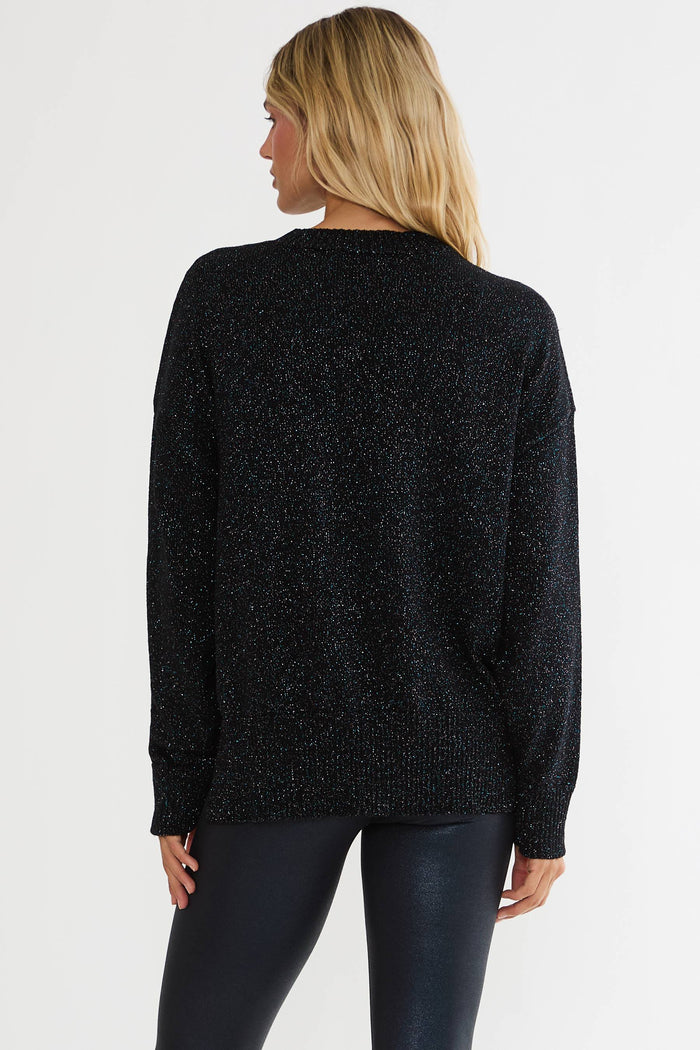 Black sweater with silver shimmer.