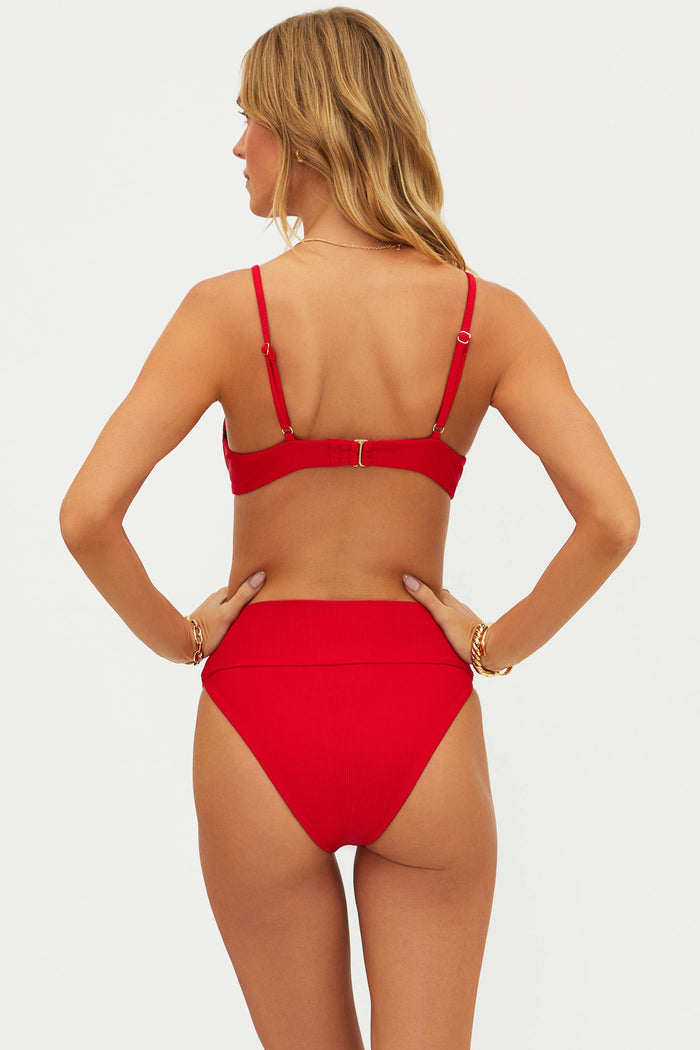 red ribbed underwire top