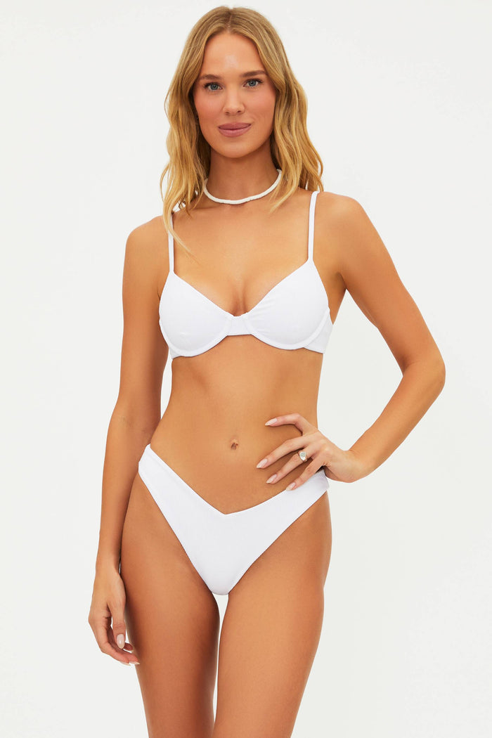 WHITE RIBBED UNDERWIRE TOP