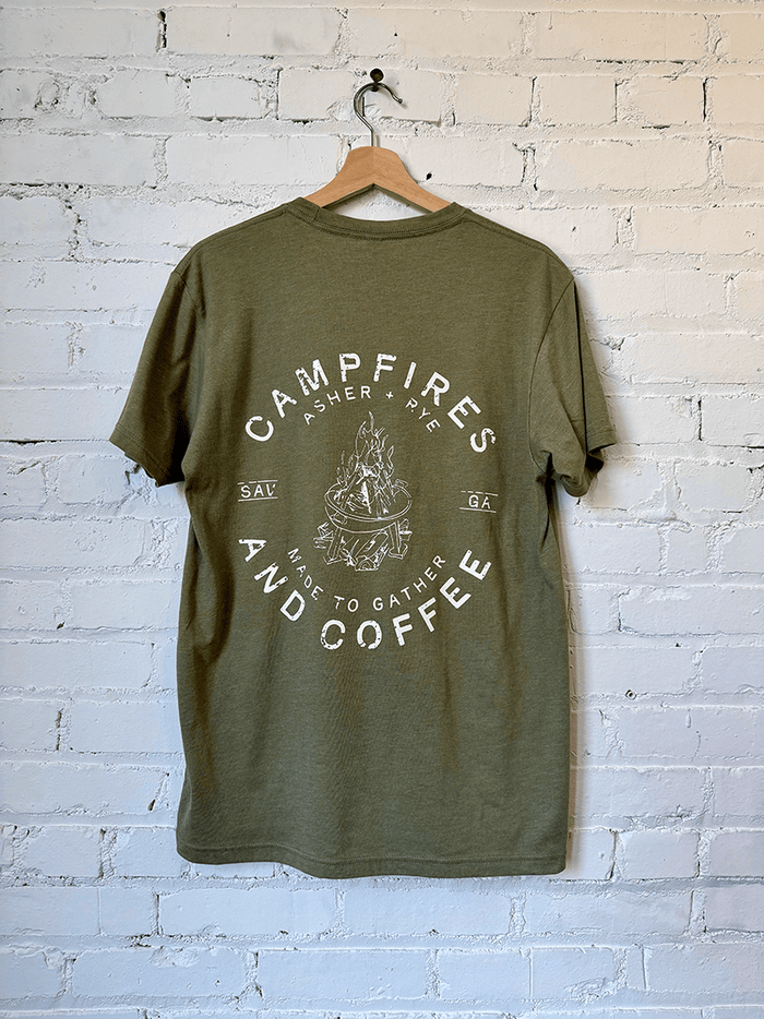 Warehouse Uniform & Embroidery SHOP Campfires + Coffee Tee
