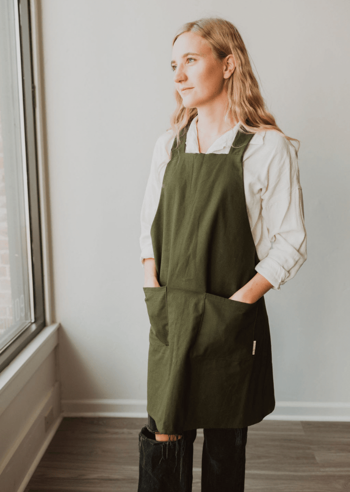 The Adorn Co. Aprons Olive Canvas Crossback Apron
