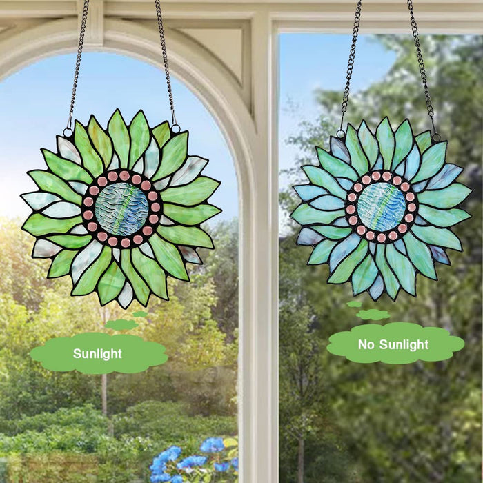 Capulina Sunflower Stained Glass Window Hangings Handmade Tiffany
