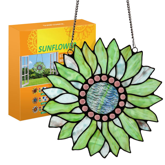 Capulina Sunflower Stained Glass Window Hangings Handmade Tiffany