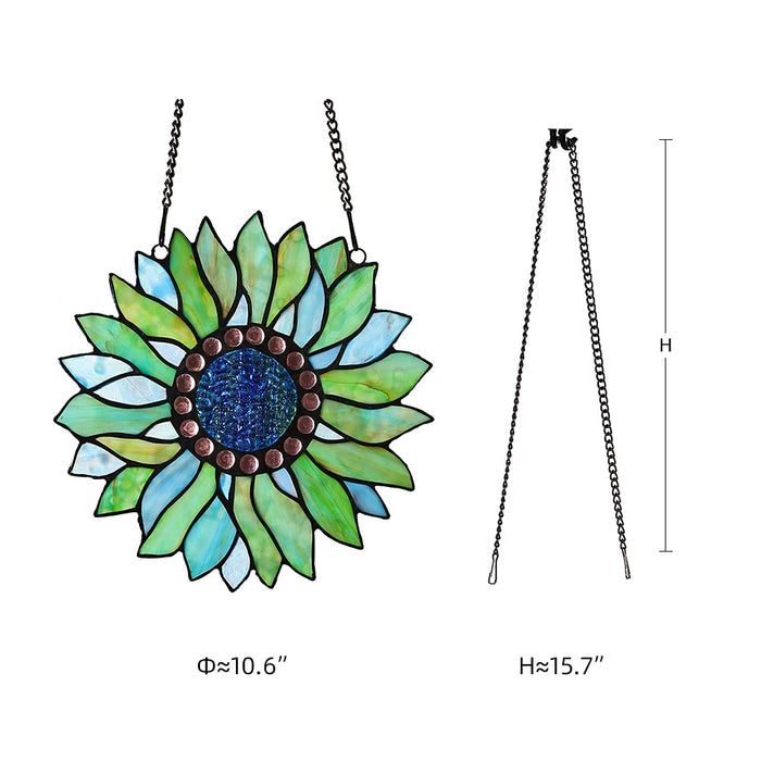 Capulina Sunflower Stained Glass Window Hangings Handmade Tiffany