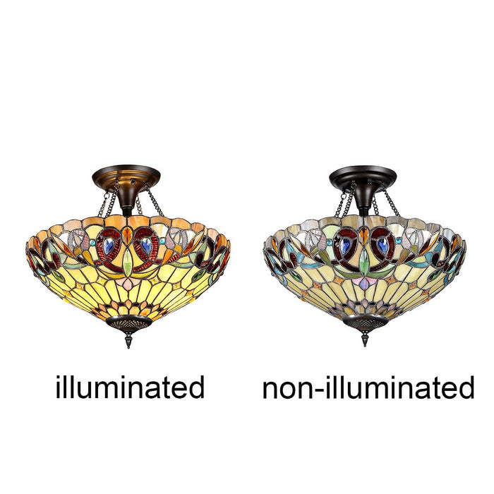 Capulina Tiffany Ceiling Light Pendant Lights 18 Wide 2 Light Victorian Style Chandeliers for Living Room Stairway Foyer Entryway