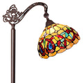 Capulina Tiffany Floor Lamp H62 Tall Inlaid Crystal Victorian Style Stained Glass Soft Light Arched Gooseneck Adjustable Angle Reading Lamp for Living Room Bedroom