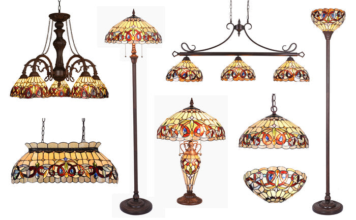 Capulina Tiffany Large Table Lamp 3-Light Desk Light