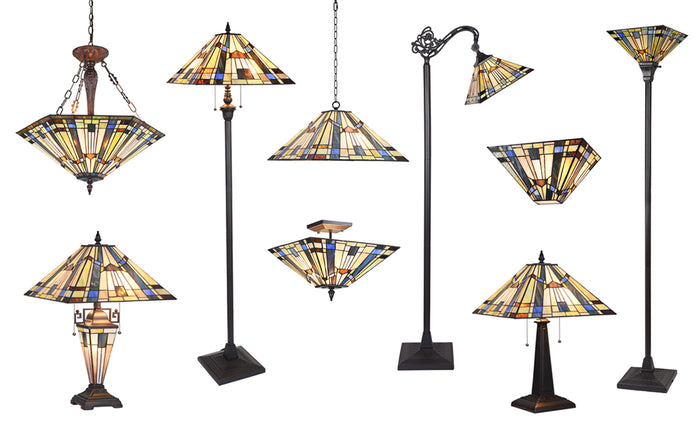 Capulina Tiffany Mini Pendant Light 8 Inch Wide Green Blue Style Stained Glass Hanging Lamp for Kitchen Island Dining Room Bar Hallway
