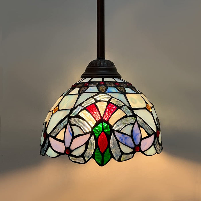 Capulina Tiffany Mini Pendant Light Rustic Antique Style Stained Glass Hanging Lamp