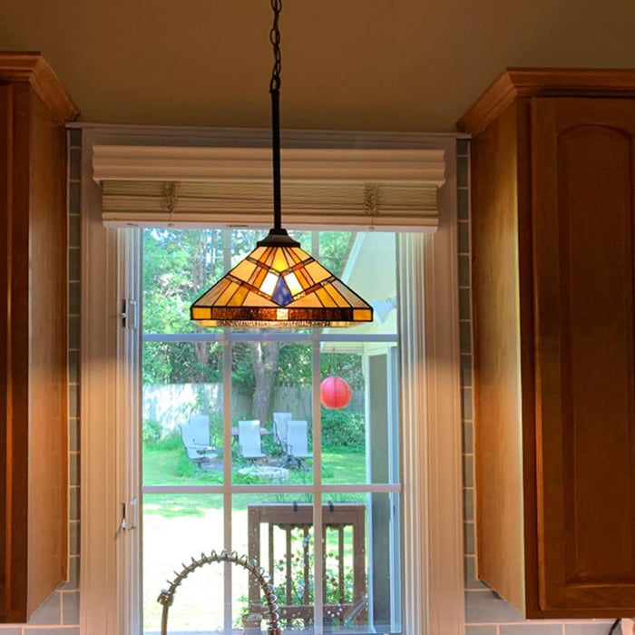 Capulina Tiffany Pendant Light 12 Wide Antique Cream Amber Style Stained Glass Hanging Lamp for Kitchen Island Living Dining Room Hallway Counter