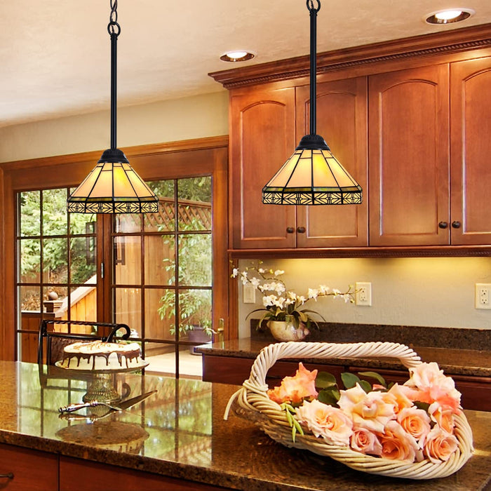 Capulina Tiffany Pendant Lights Wide Stained Glass Hanging Lamp Antique