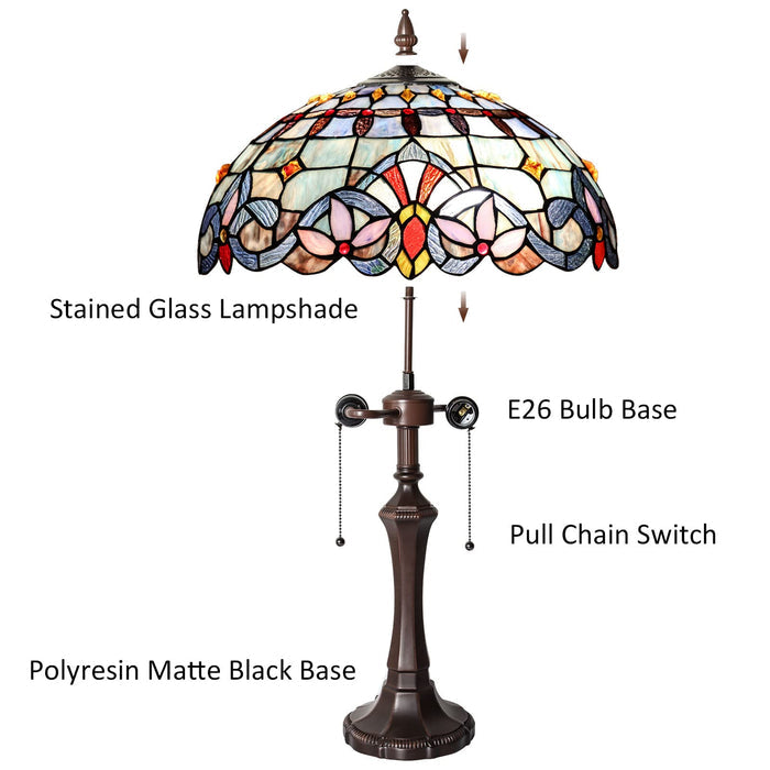 Capulina Tiffany Table Lamp Bedside Reading Lamp 2-Light 16" Wide Traditional Crafts Antique Art Style Desk Lamp for Bedrooms Living Room