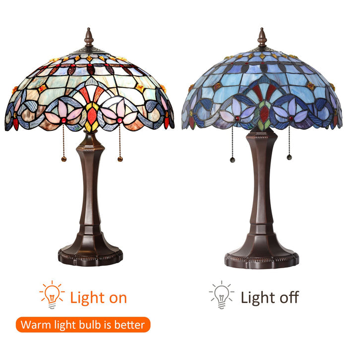 Capulina Tiffany Table Lamp Bedside Reading Lamp 2-Light 16" Wide Traditional Crafts Antique Art Style Desk Lamp for Bedrooms Living Room