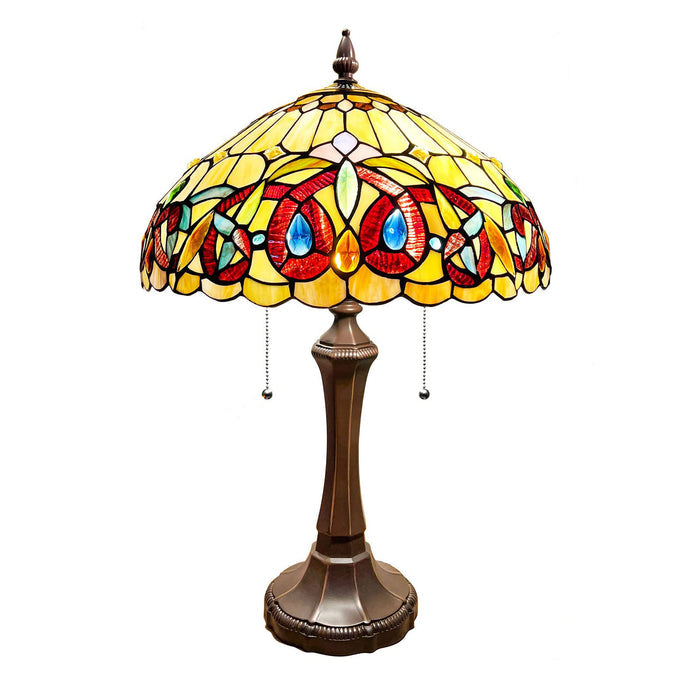 Capulina Tiffany Table Lamp Bedside Reading Lamp 2-Light 16X16X24 Inches Antique Victorian Art Style Desk Lamp for Bedrooms Living Room Office