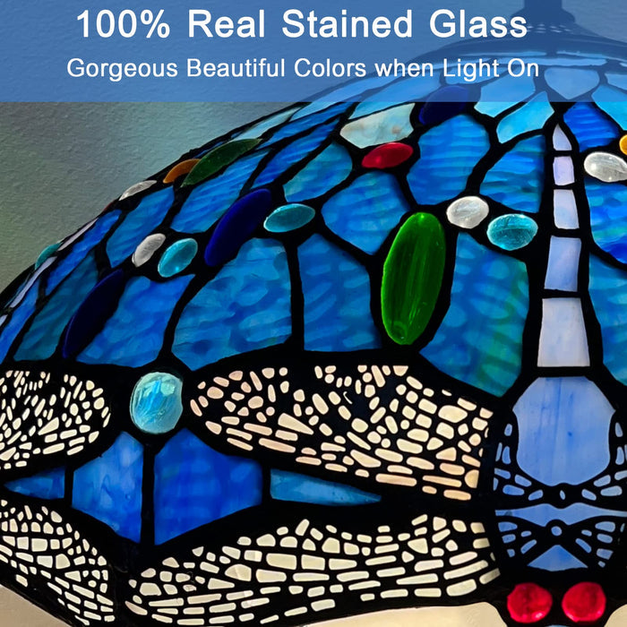 Capulina Tiffany Table Lamp Reading Blue Dragonfly Style