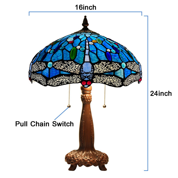 Capulina Tiffany Table Lamp Reading Blue Dragonfly Style