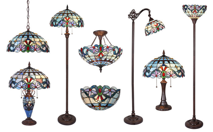 Capulina Tiffany Torchiere Floor Lamp Pole Antique Victorian Style