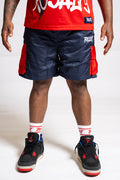 Cargo Windbreaker Shorts - Navy/Red