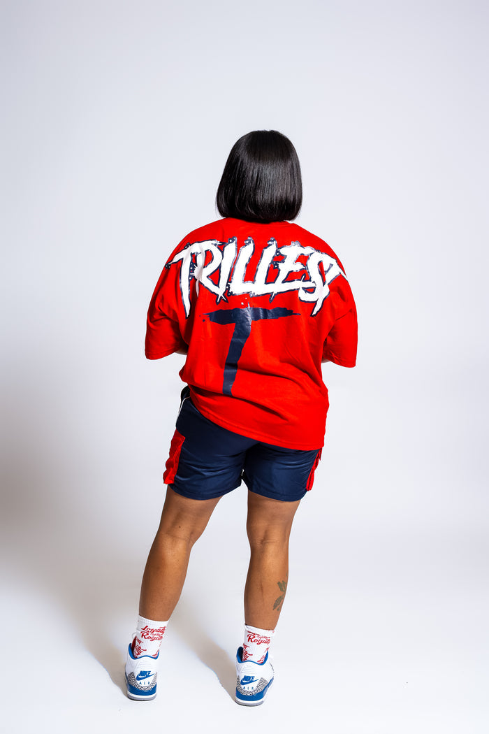 Cargo Windbreaker Shorts - Navy/Red