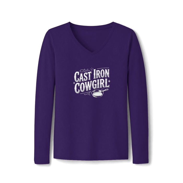 Cast Iron Cowgirl Long Sleeve V-Neck Tee