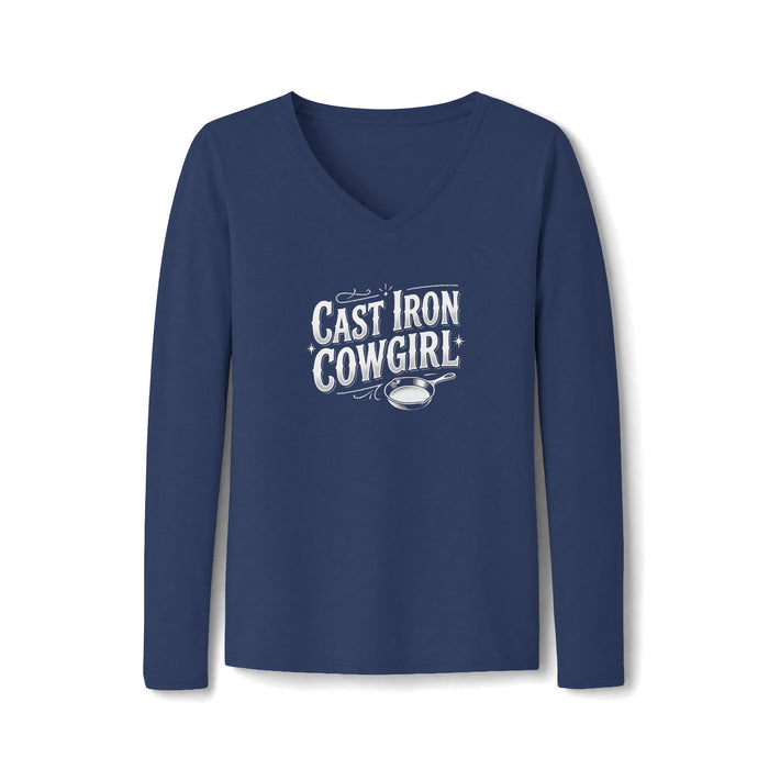 Cast Iron Cowgirl Long Sleeve V-Neck Tee