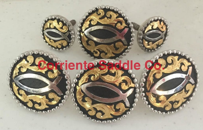 CBCONCH 112 Jesus Fish Conchos - Corriente Saddle