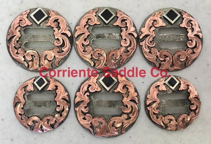CBCONCH 141A Copper Floral Silver Slotted Conchos