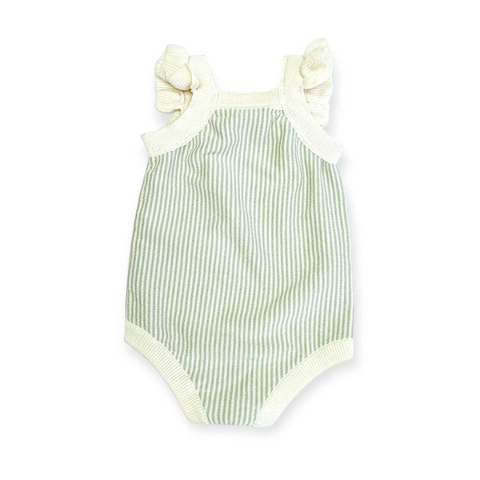 Viverano Organics SHOP Cherry Stripe Embroidered Baby Ruffle Romper Set