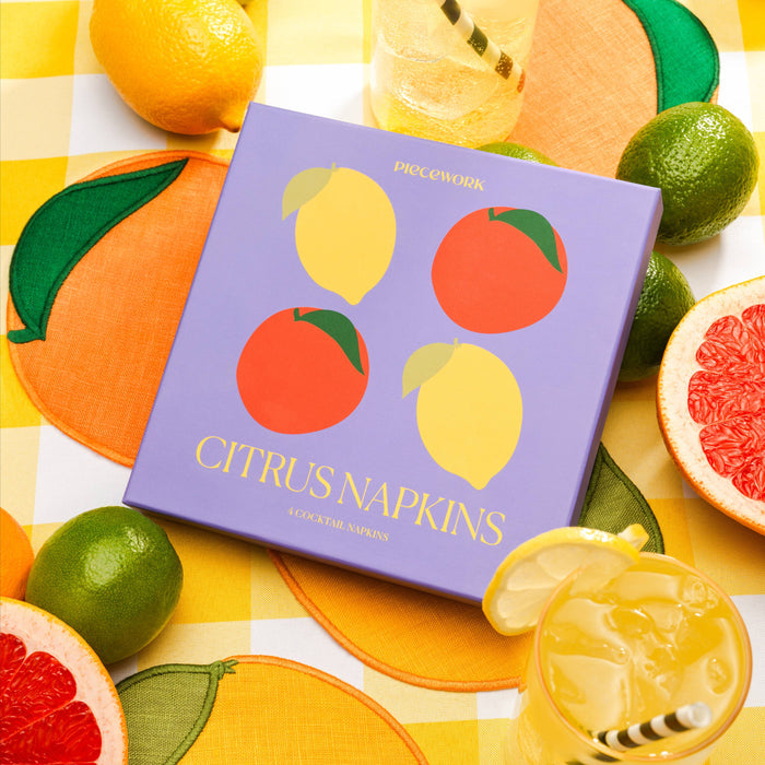 Piecework SHOP Citrus Cocktail Napkins, Set Of 4