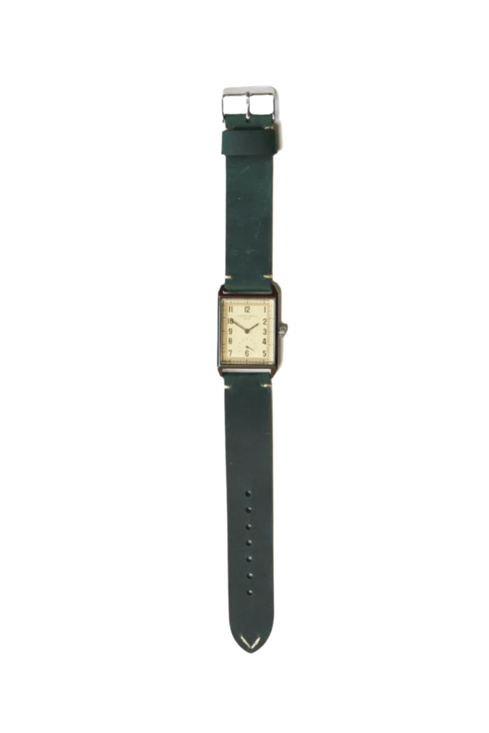 Curated Basics Curated Basics - Classic Rectangular Watch: Green Leather