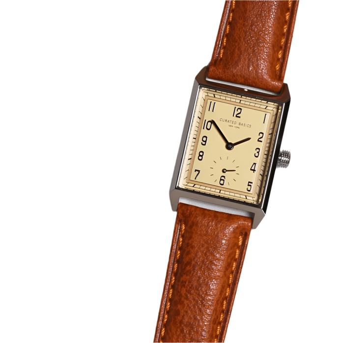 Curated Basics Curated Basics - Classic Rectangular Watch: Green Leather