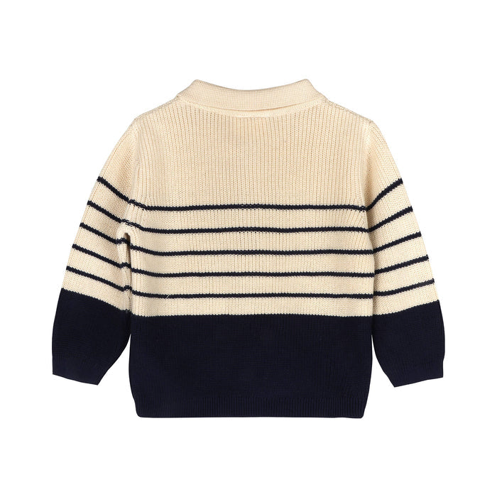 Viverano Organics Viverano Organics - Classic Stripe Polo Sweater Knit Baby Pullover & Pant Set
