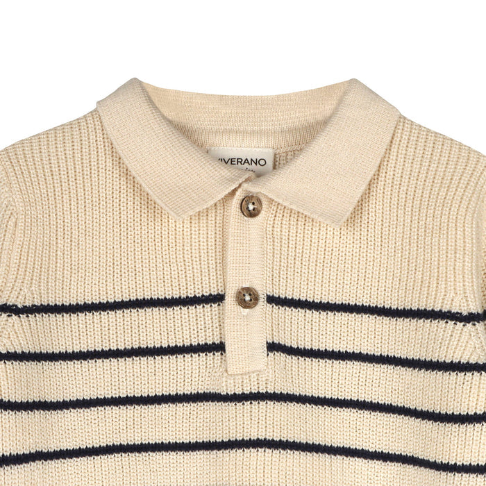 Viverano Organics Viverano Organics - Classic Stripe Polo Sweater Knit Baby Pullover & Pant Set
