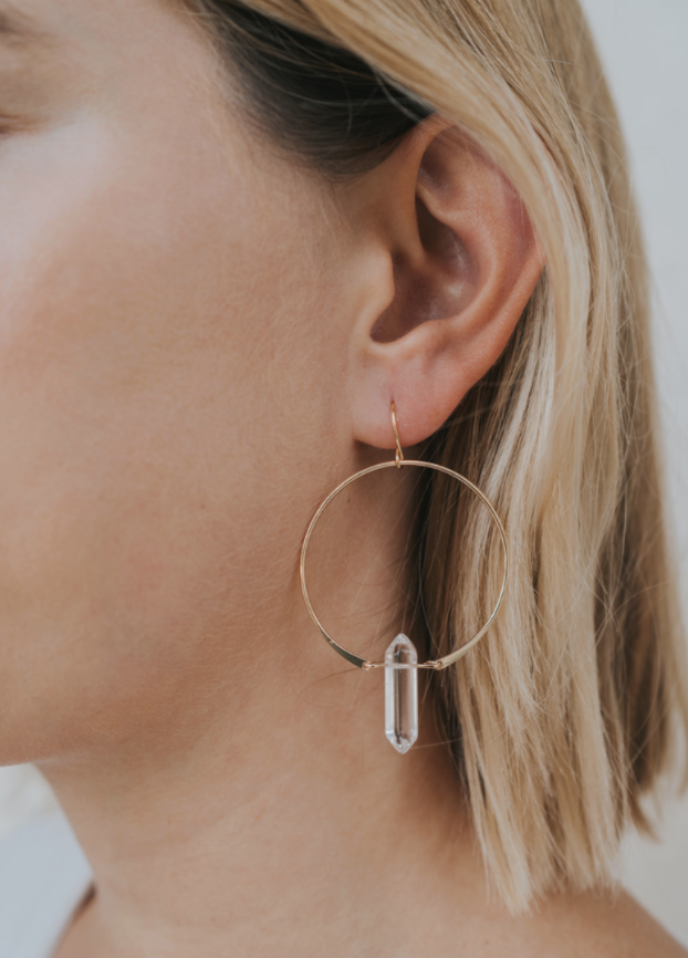 Clear Quartz Hoop
