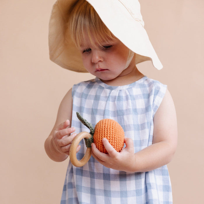 The Blueberry Hill Baby Toys Clementine Crocheted Teether Rattle