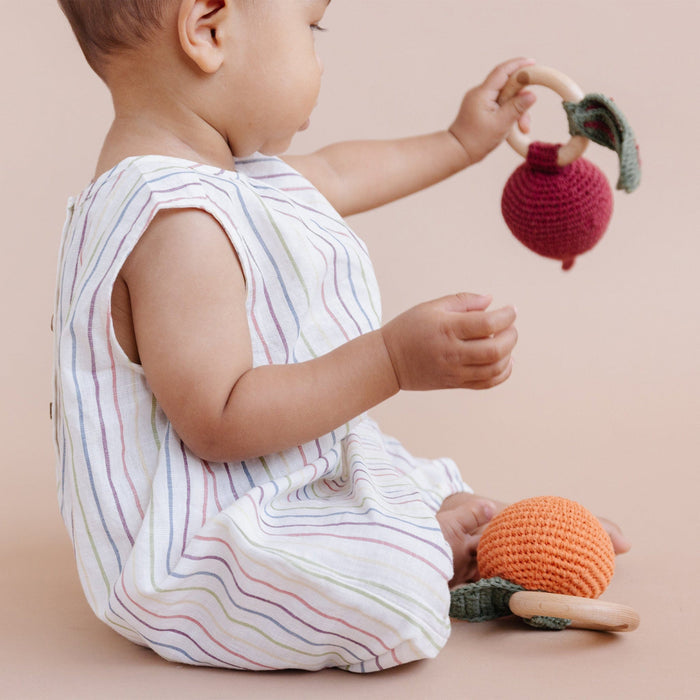 The Blueberry Hill Baby Toys Clementine Crocheted Teether Rattle