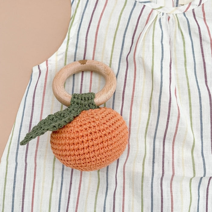 The Blueberry Hill Baby Toys Clementine Crocheted Teether Rattle