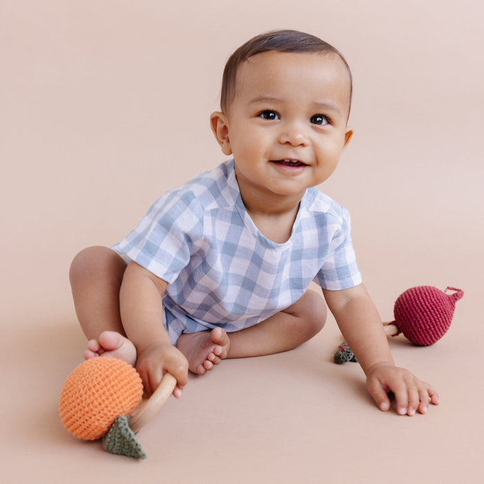 The Blueberry Hill Baby Toys Clementine Crocheted Teether Rattle
