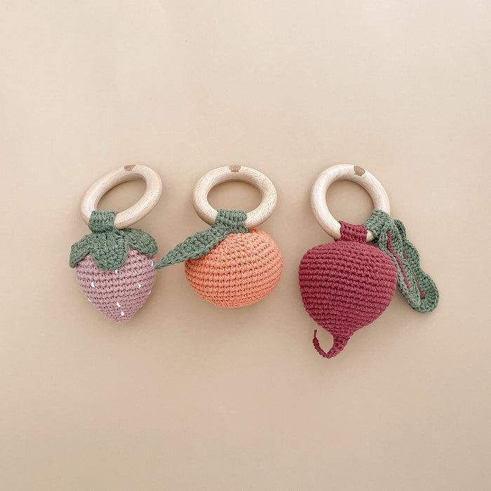 The Blueberry Hill Baby Toys Clementine Crocheted Teether Rattle