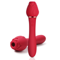 Clitoral Stimulation Sucking G Spot Vaginal Flower Stick Sex Toys 2 in 1 Dual Head Rose Vibrator Wand Massager