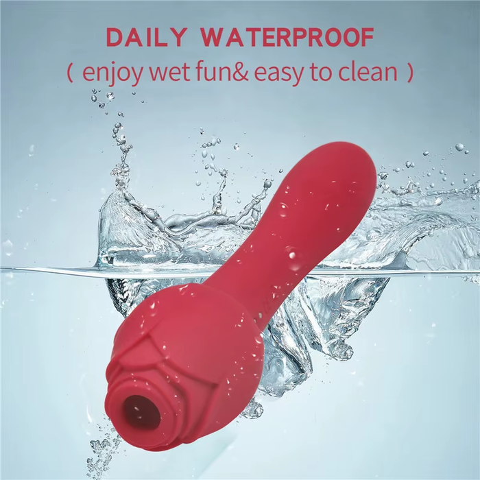 Clitoral Stimulation Sucking G Spot Vaginal Flower Stick Sex Toys 2 in 1 Dual Head Rose Vibrator Wand Massager