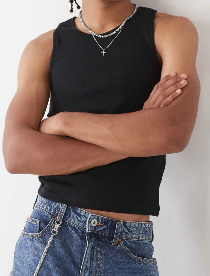 COLLUSION ribbed vest in Black