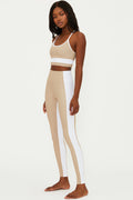 ribbed tan and white full length legging
