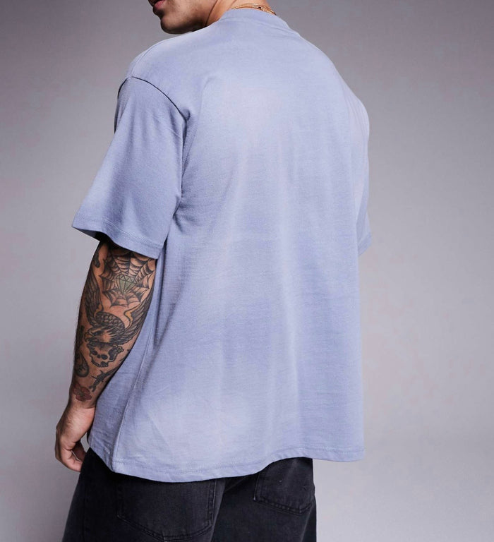 Courtside contrast logo oversized Tee in Blue