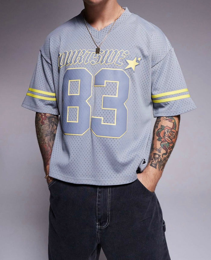 Courtside sports top with contrast stripe detail in Dark Grey