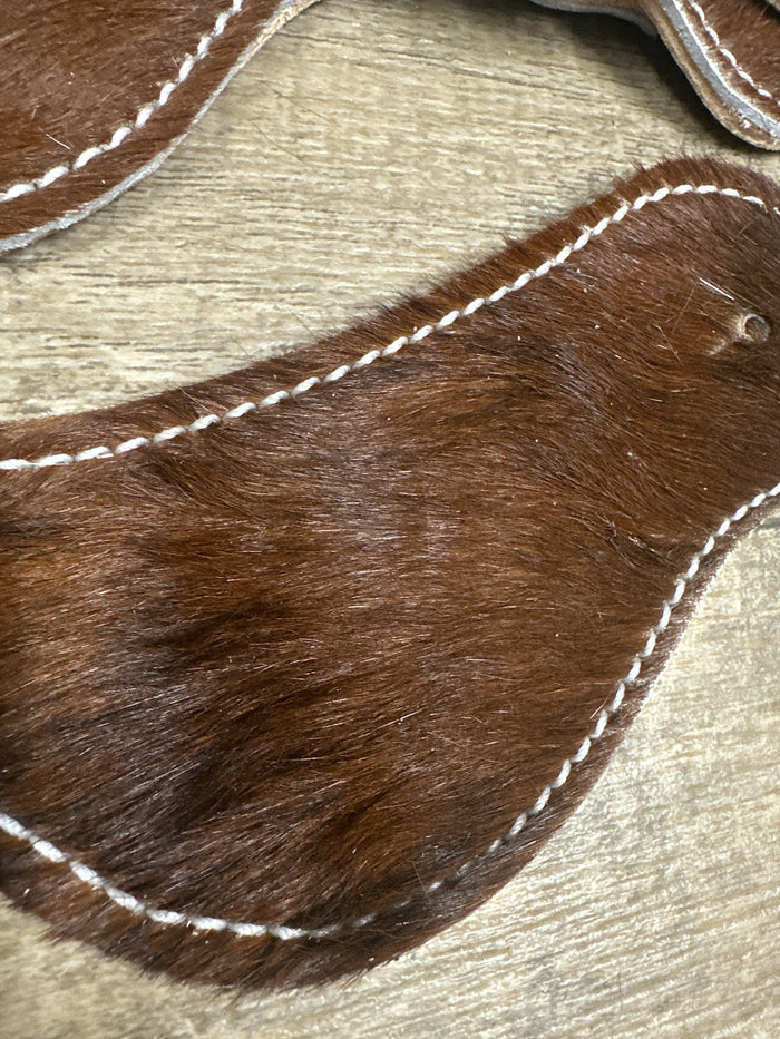 Cowhide hair on spur straps brown