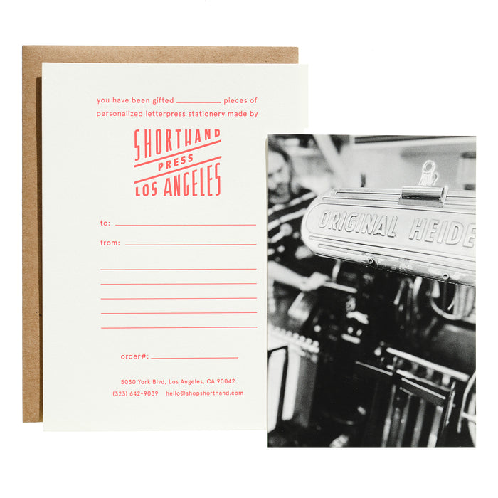 Custom Stationery Gift Certificate - Lettersheet + Envelope