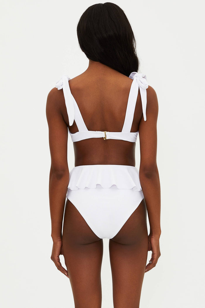 white ruffle swim bottom